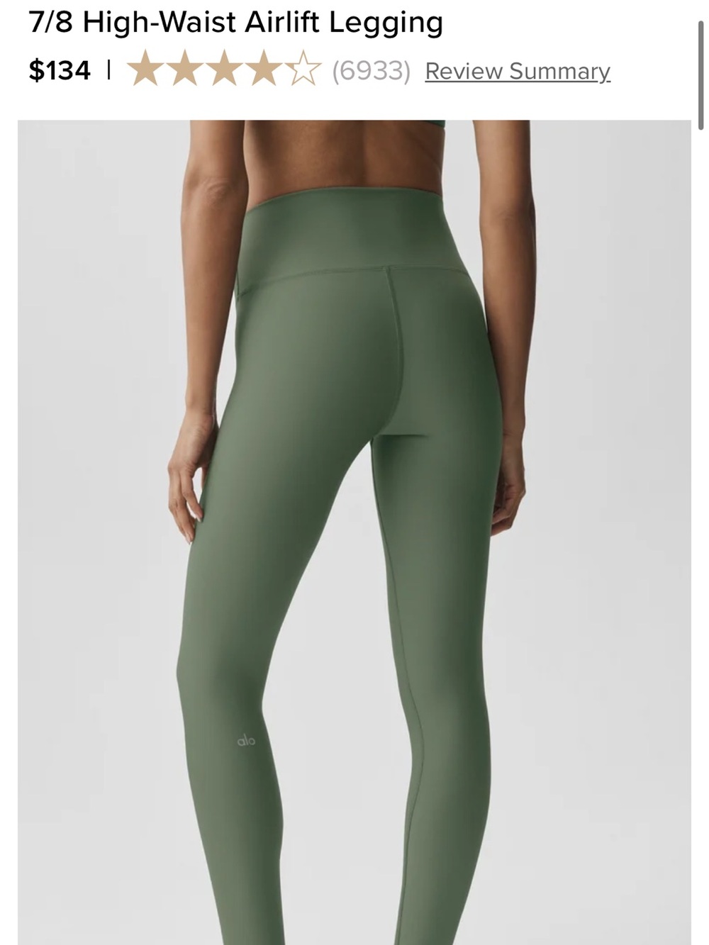 Alo Leggings in Green Size Small Like New